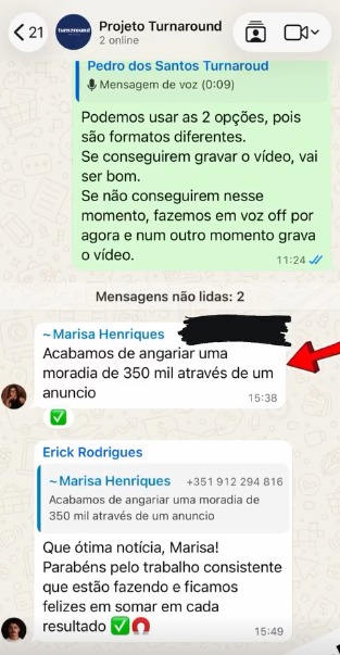 Print de conversa de WhatsApp com resultado de cliente
