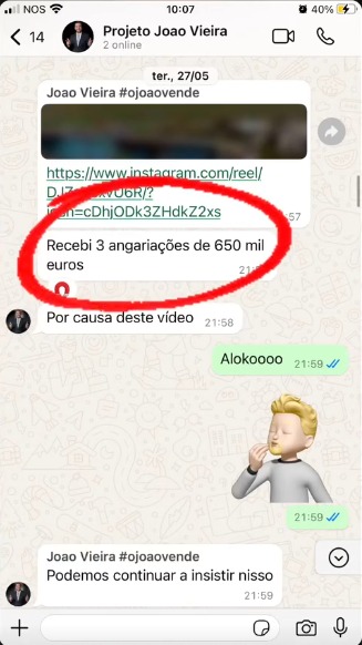 Print de conversa de WhatsApp com resultado de cliente